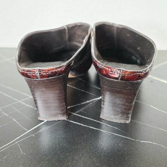 VANELi Brown Patent Leather Mule Shoes Slip On Slides Size 7.5 Kitten Heel Clogs - Picture 6 of 10